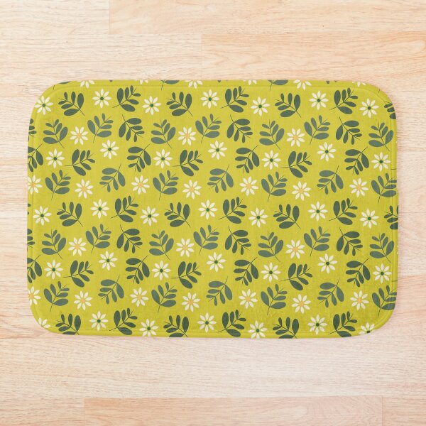 Item preview, Boho Floral Pattern No.2 Leaves And Daisies On Mustard Yellow designed and sold by QuestingPixel.
