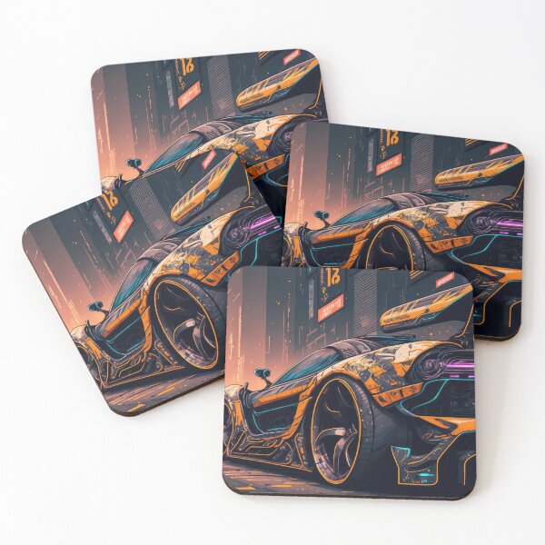 Item preview, Futuristic Hyper Sports Car in the Street of Neo Tokyo Cyberpunk designed and sold by ultra-cool.