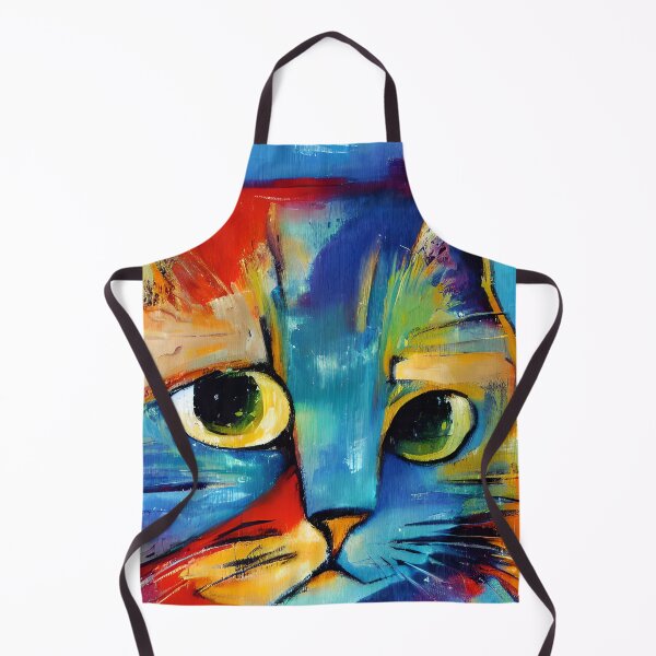 Item preview, Abstract Blue and Orange Cat designed and sold by PBJArt.