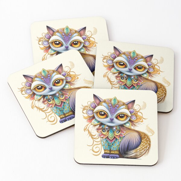 Item preview, Colorful Cat with Jewel Adornments designed and sold by BuyByButterfly.