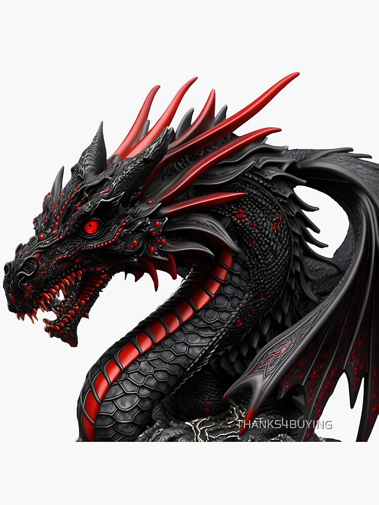 Rotäugiger schwarzer Drache Entfessle die feurige Wut V1 Sticker