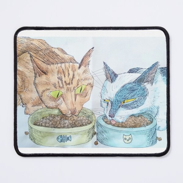 Item preview, cats eyeballing each other's food designed and sold by toastandcheesea.