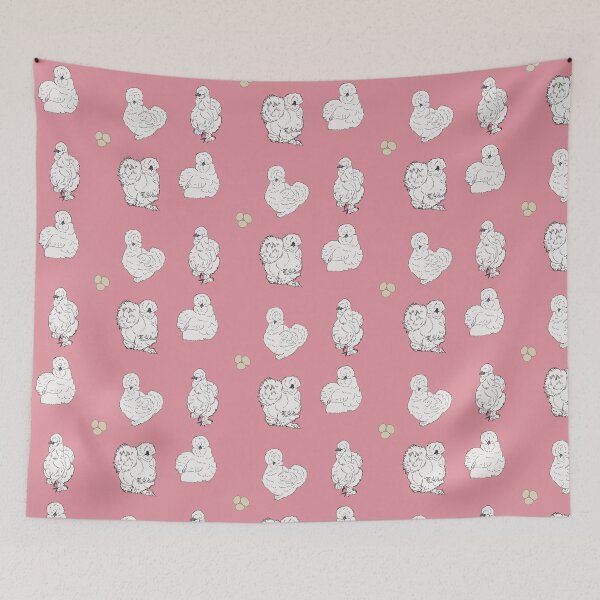 Item preview, White Silkie Chicken Pattern Pink designed and sold by Ashley Gagnon.