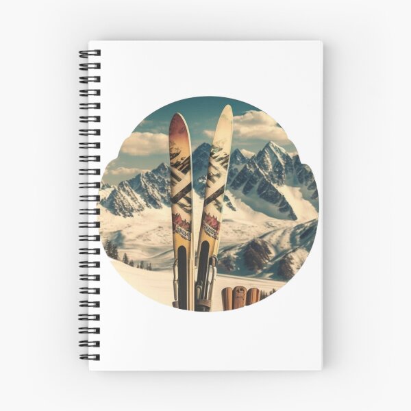 Item preview, Carving the Slopes: Skis with Mountain Backdrop Design designed and sold by OAK231.