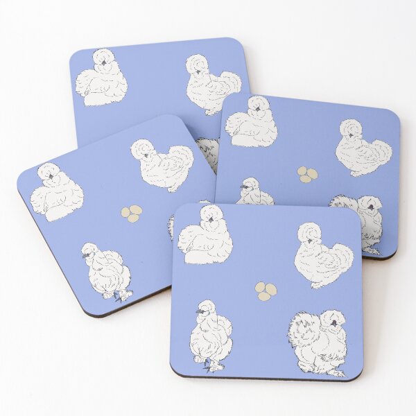 Item preview, White Silkie Chicken Pattern Blue designed and sold by Ashley Gagnon.