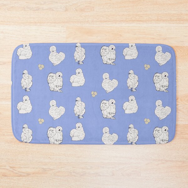 Item preview, White Silkie Chicken Pattern Blue designed and sold by Ashley Gagnon.