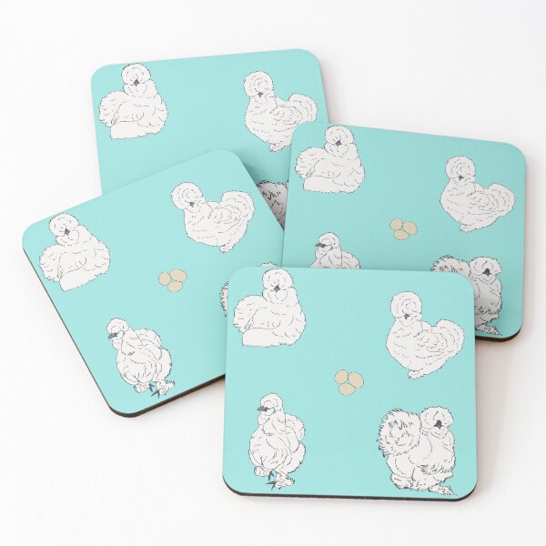 Item preview, White Silkie Chicken Pattern Seafoam designed and sold by Ashley Gagnon.
