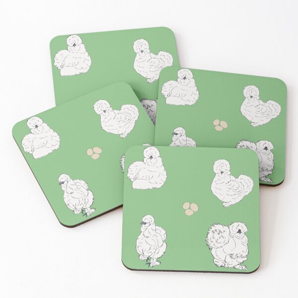 Item preview, White Silkie Chicken Pattern Sage designed and sold by Ashley Gagnon.