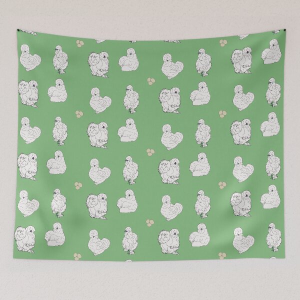 Item preview, White Silkie Chicken Pattern Sage designed and sold by Ashley Gagnon.