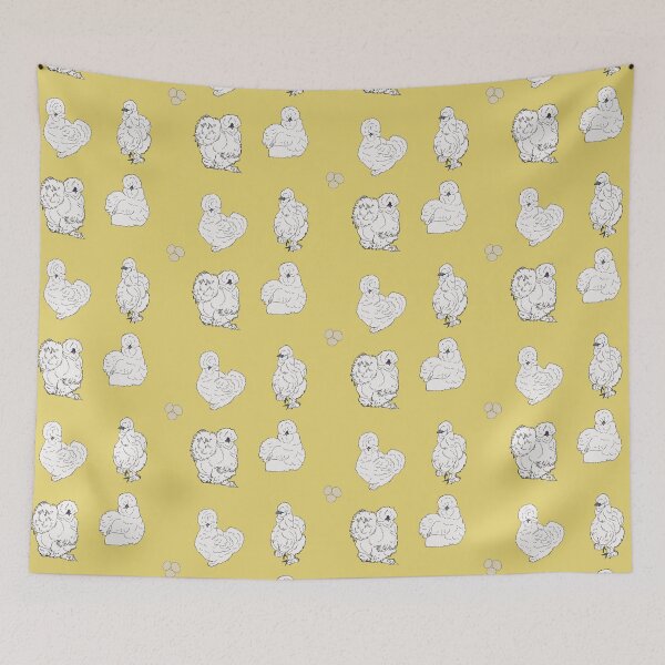 Item preview, White Silkie Chicken Pattern Yellow designed and sold by Ashley Gagnon.