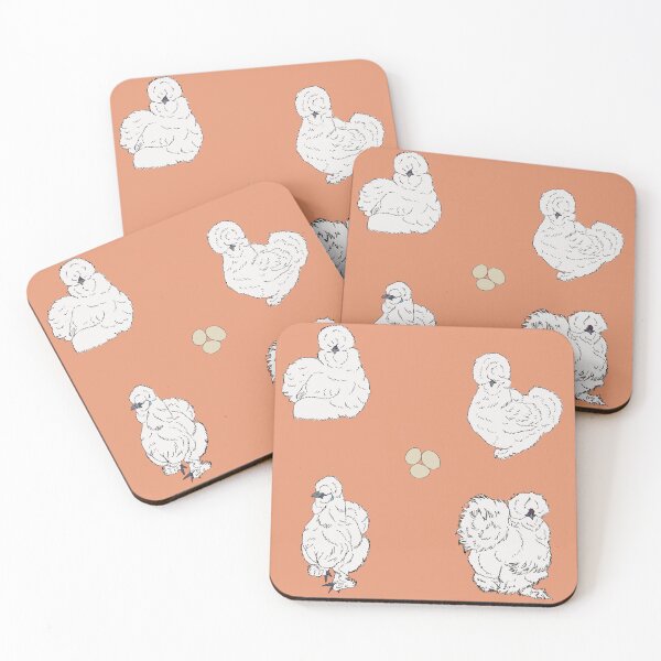 Item preview, White Silkie Chicken Pattern Peach designed and sold by Ashley Gagnon.