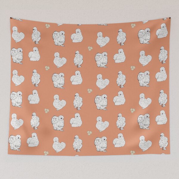 Item preview, White Silkie Chicken Pattern Peach designed and sold by Ashley Gagnon.