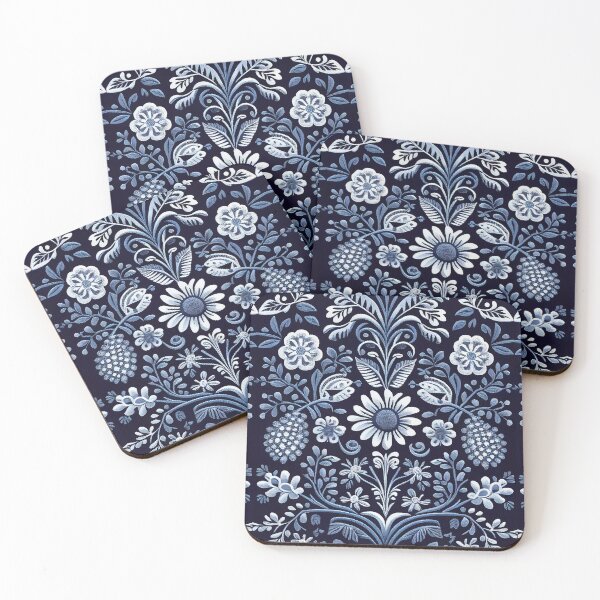 Item preview, Traditional Blue and White Portuguese Style Folk Embroidery Pattern designed and sold by Orianah.