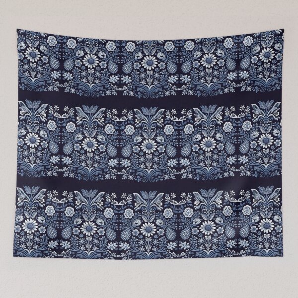 Item preview, Traditional Blue and White Portuguese Style Folk Embroidery Pattern designed and sold by Orianah.