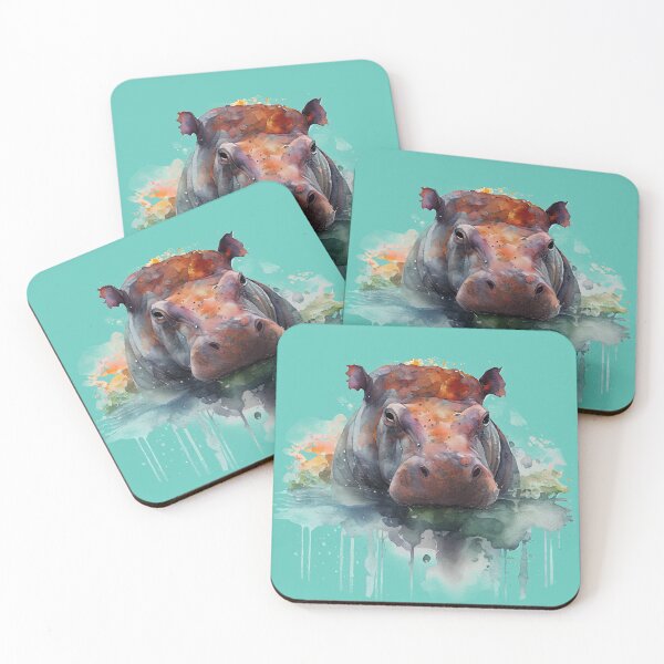 Item preview, watercolor hippo designed and sold by Paninato.