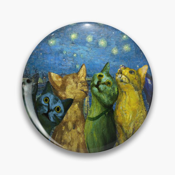 Item preview, Van Gogh Starry Night with Cats Painted Similarly designed and sold by BloodSweatNTers.