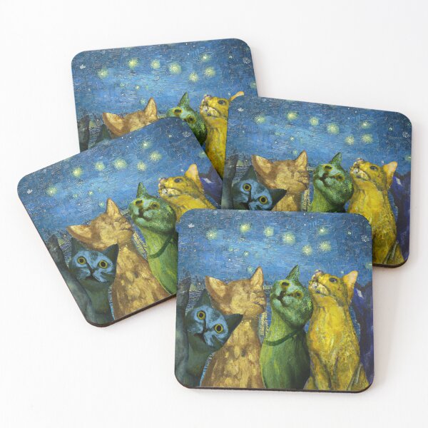 Item preview, Van Gogh Starry Night with Cats Painted Similarly designed and sold by BloodSweatNTers.