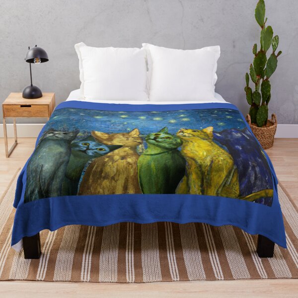 Item preview, Van Gogh Starry Night with Cats Painted Similarly designed and sold by BloodSweatNTers.