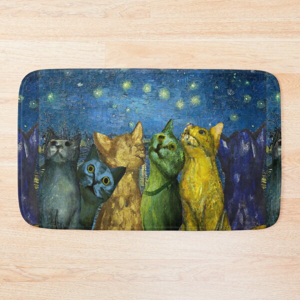 Item preview, Van Gogh Starry Night with Cats Painted Similarly designed and sold by BloodSweatNTers.