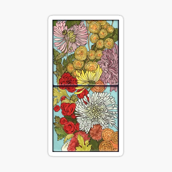 Chrysanthemum Mixed Bouquet Double Tiles Sticker