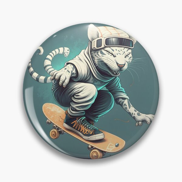 Artikelvorschau, Maskottchen-Tigerkunst in der Mitte beim Skateboarden 6 entworfen und verkauft von Fivefix-Store.