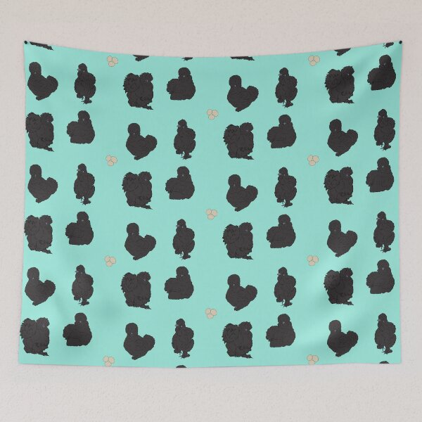 Item preview, Black Silkie Chicken Pattern Seafoam designed and sold by Ashley Gagnon.