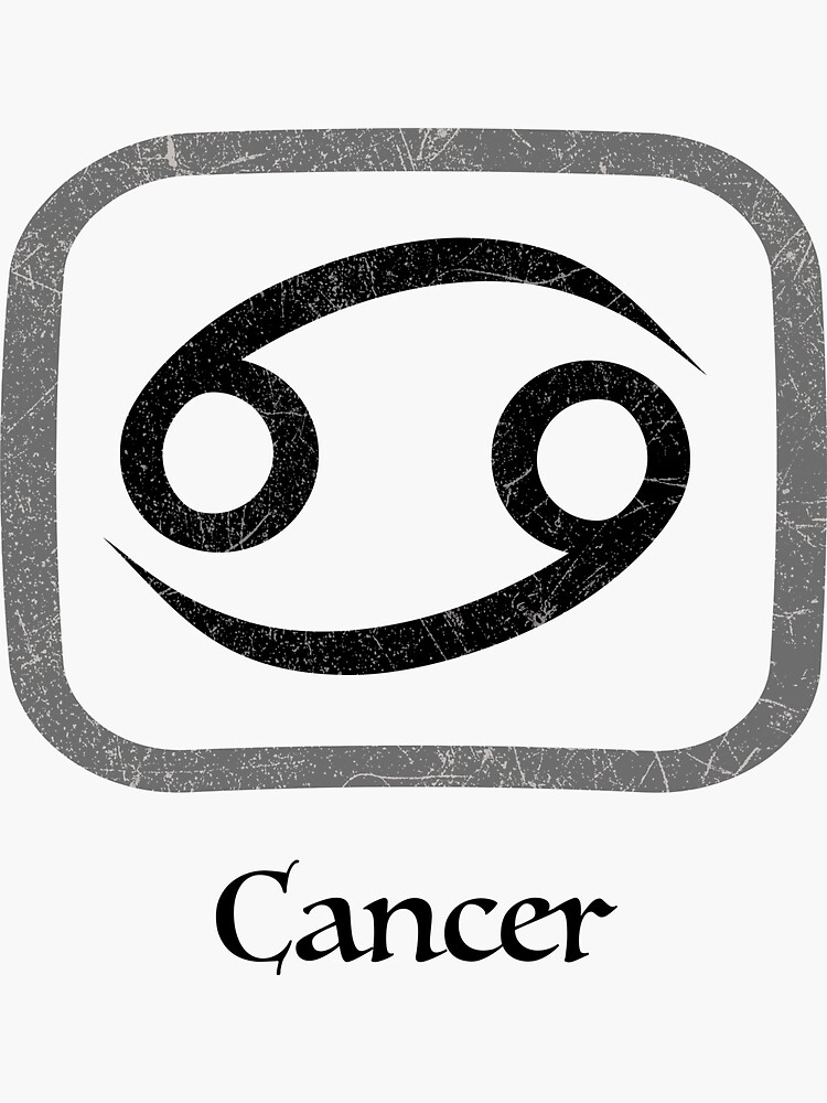 Cancer Icon Zodiac Astrology Sign Birthday Sign in Black and Gray