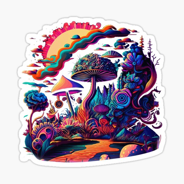 Item preview, Trippy Psychedelic Vibrant Mushrooms designed and sold by VibrantView.