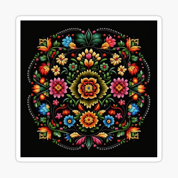 Colorful Traditional Portuguese Style Folk Embroidery Pattern Sticker for  Sale by Orianah