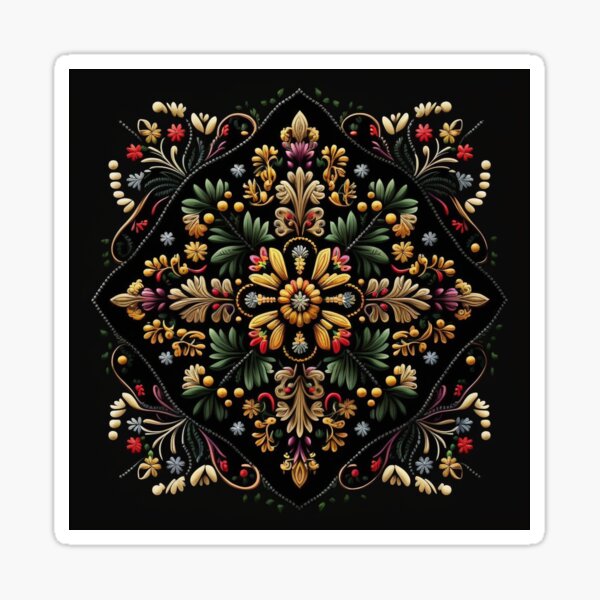 Traditional Portuguese Style Folk Embroidery Pattern Art Board