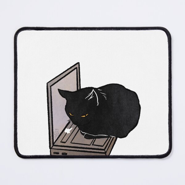 Item preview, Black Cat on Laptop | Funny Black cat at Work designed and sold by Golden Turtle Studio.