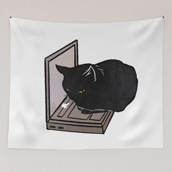 Item preview, Black Cat on Laptop | Funny Black cat at Work designed and sold by Golden Turtle Studio.