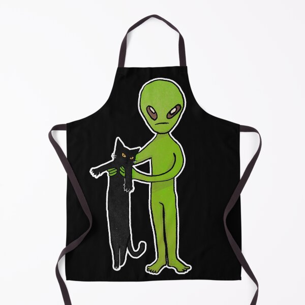 Item preview, Alien and Black Cat | Black cat and Alien Lover gift designed and sold by Golden Turtle Studio.