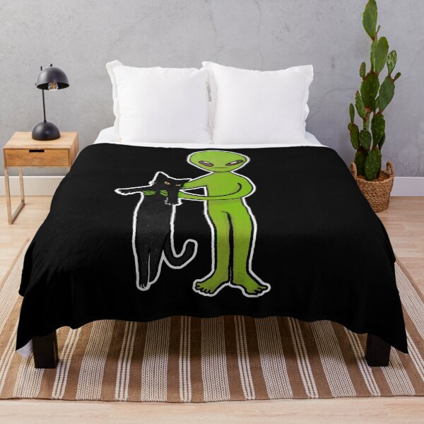 Item preview, Alien and Black Cat | Black cat and Alien Lover gift designed and sold by Golden Turtle Studio.