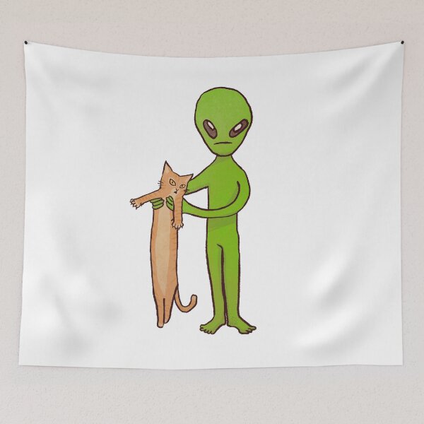 Item preview, Alien holding Cheese cat | funny cats and alien designed and sold by Golden Turtle Studio.