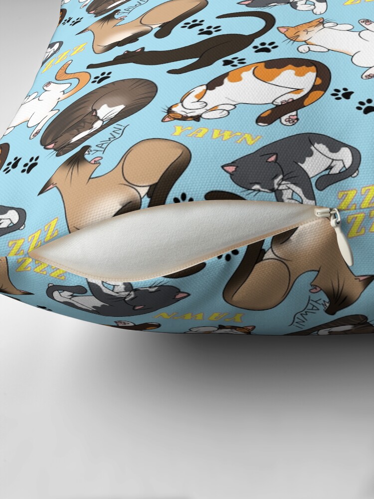 Thumbnail 2 of 4, Pillow, Sleepy Cats Pattern designed and sold by cricketbat.