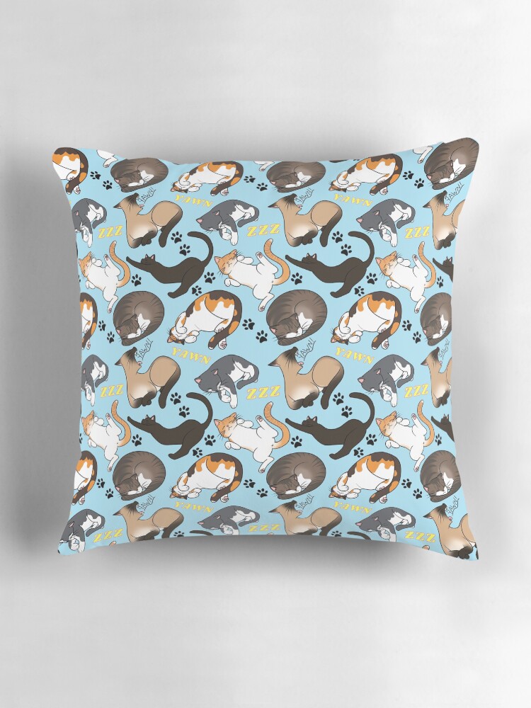 Thumbnail 3 of 4, Pillow, Sleepy Cats Pattern designed and sold by cricketbat.