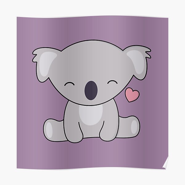 Kawaii Cute Koala ama los corazones Póster