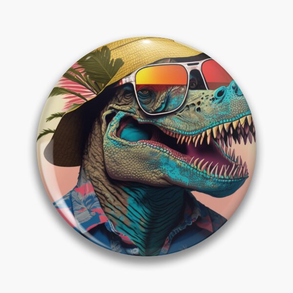Artikelvorschau, T-Rex in seiner Tropenausrüstung – Auch Dinosaurier brauchen Urlaub! entworfen und verkauft von BeachBumPics.