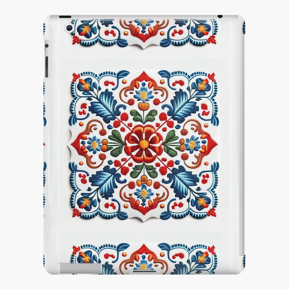 Colorful Portuguese Style Folk Embroidery Pattern Art Board Print