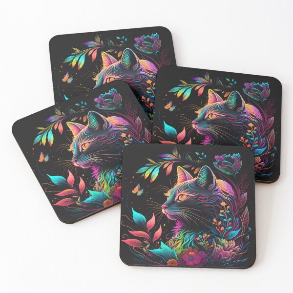 Item preview, Feline Bloom: An Abstract Cat Design Flourished with Vibrant Flowers designed and sold by digitaldreamHD.