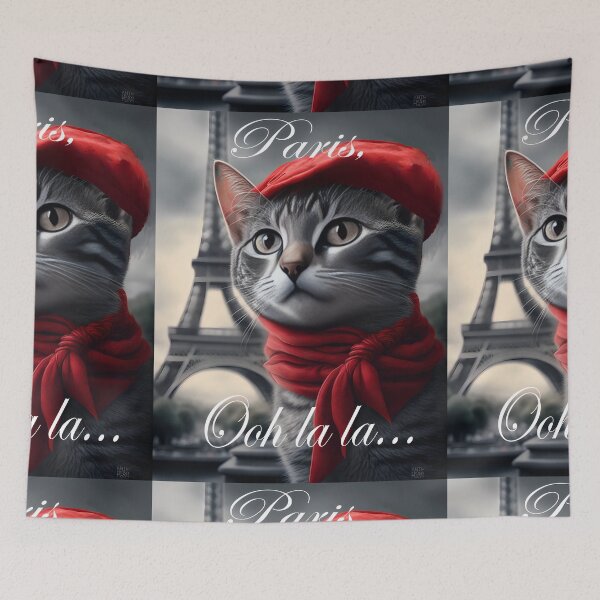 Item preview, Bonjour Paris Ooh la la French Cat Eiffel Tower designed and sold by Parisian252.