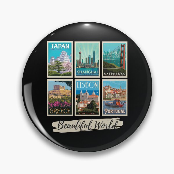 Item preview, Beautiful World is a collection of Vintage Posters in a Collage. Japan, Shanghai, San Francisco, Greece, Lisbon, Portugal designed and sold by Rogue-Studio.
