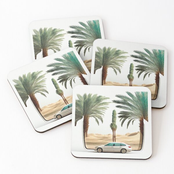 Item preview, White sedan between two palms in the desert designed and sold by mybestpicture.