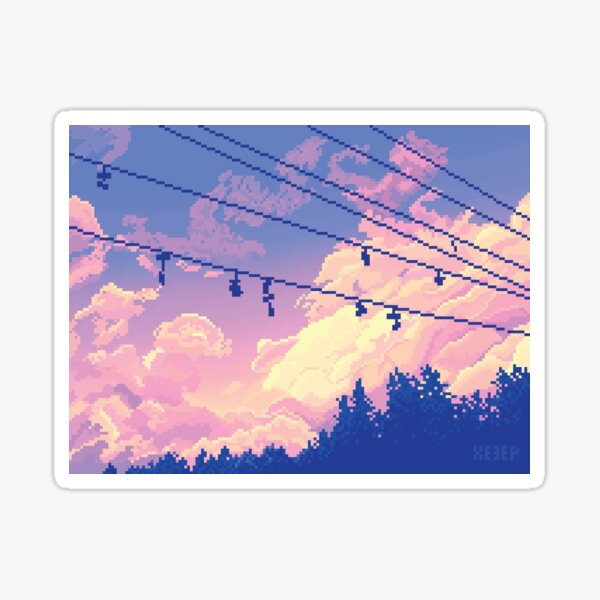 Item preview, Sunset Cloudscape Pixel Art  designed and sold by HeatherUnderground.