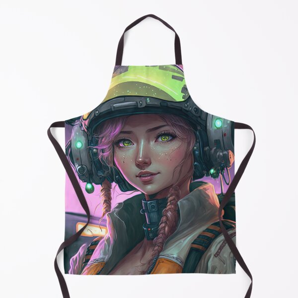 Item preview, Pretty Female Jet Fighter Pilot Aviator Girl Sky Princess Cyberpunk Anime Style Art designed and sold by ultra-cool.