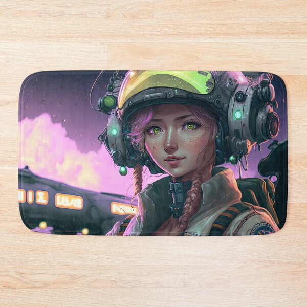 Item preview, Pretty Female Jet Fighter Pilot Aviator Girl Sky Princess Cyberpunk Anime Style Art designed and sold by ultra-cool.