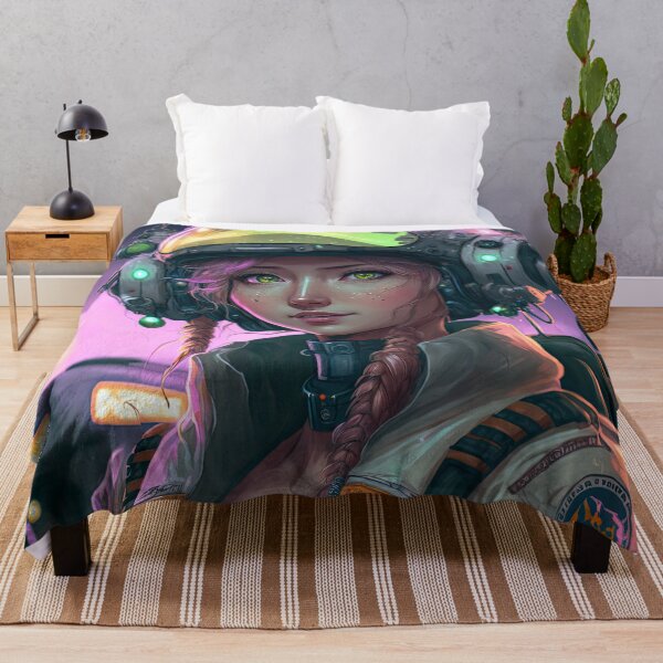 Item preview, Pretty Female Jet Fighter Pilot Aviator Girl Sky Princess Cyberpunk Anime Style Art designed and sold by ultra-cool.