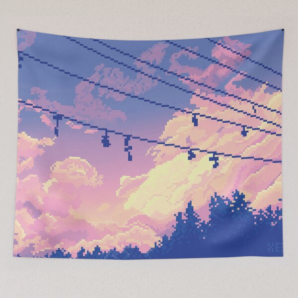 Item preview, Sunset Cloudscape Pixel Art  designed and sold by HeatherUnderground.