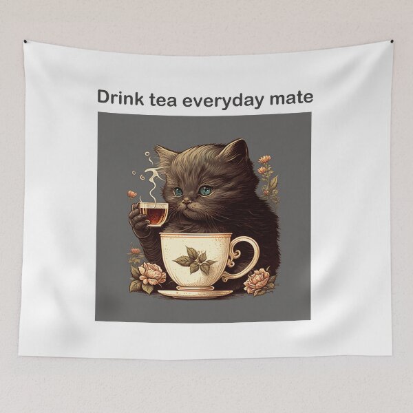 Item preview, drink tea everyday vintage design designed and sold by Rosiere Donahue ⭐️ ⭐️ ⭐️ ⭐️ ⭐️.